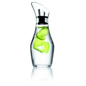 Brocca in vetro da 1,5 l con coperchio in acciaio inox, caraffa per acqua con manico, trasparente, buona brocca per bevande per succhi fatti in casa e tè freddo pensa alla tazza